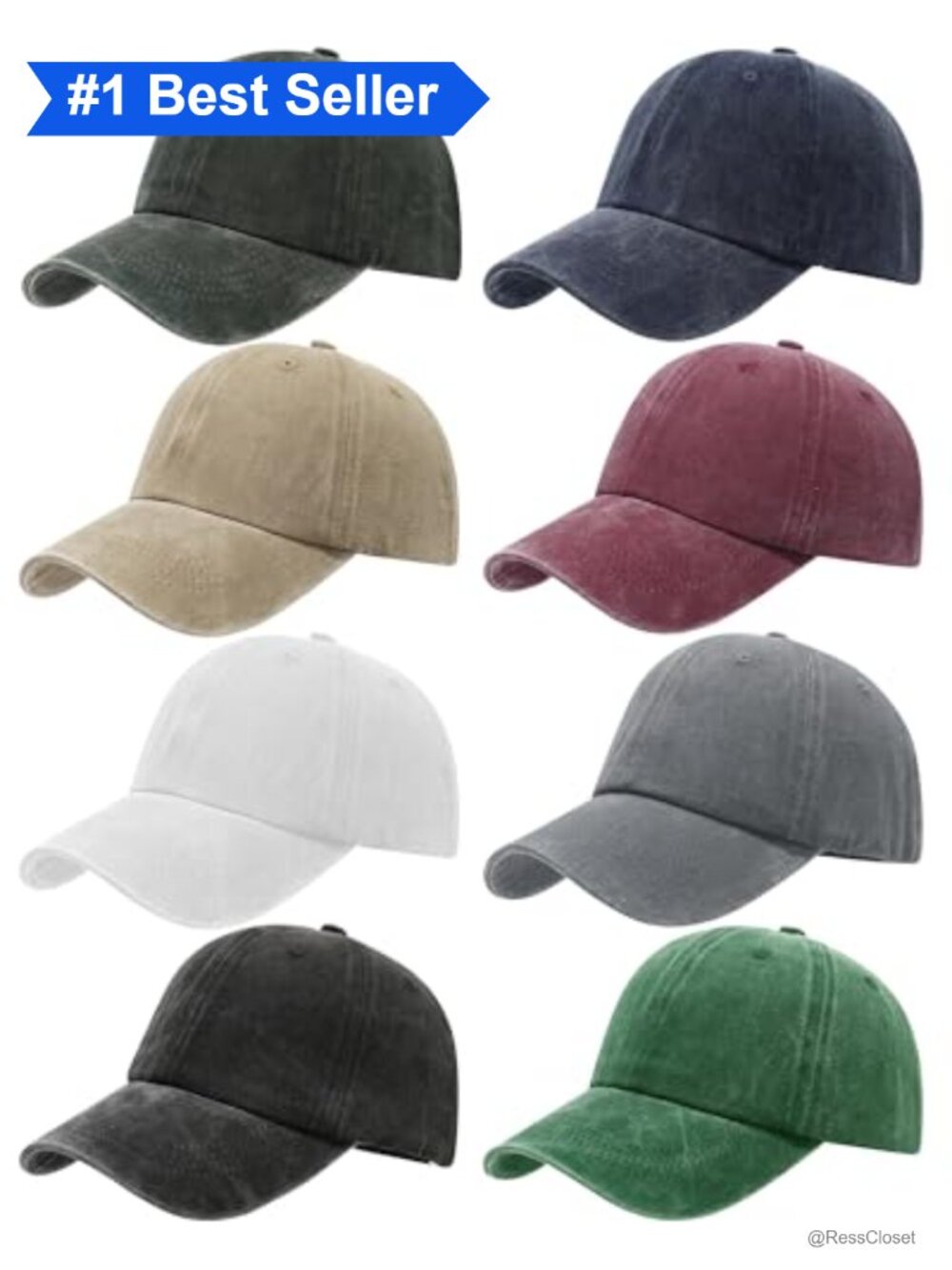 8 Pack Vintage Washed Distressed Cotton Dad Hats Adjustable Unisex Baseball Caps